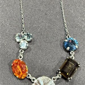 Sabika Blue and Orange Crystal Necklace Elegant Design